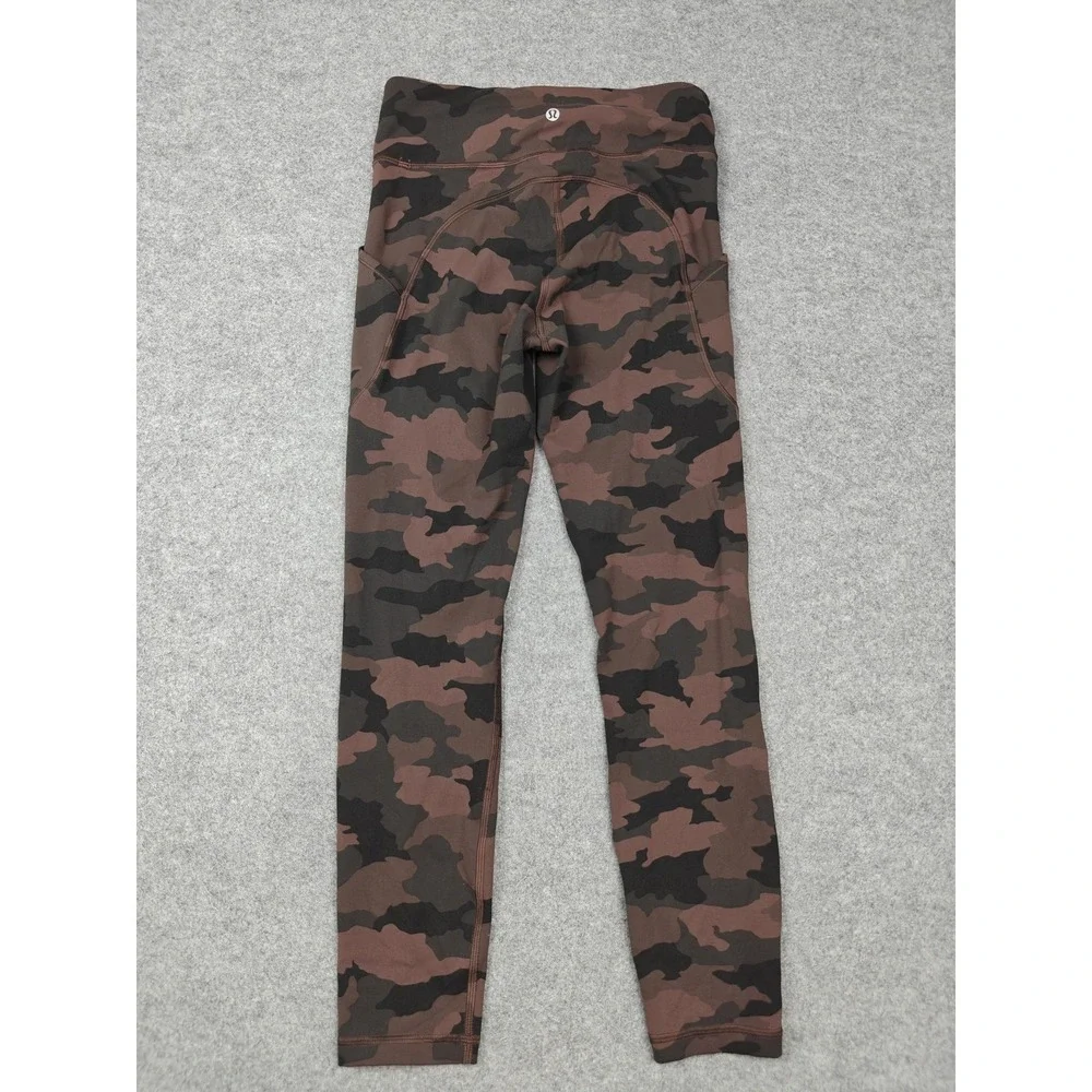 Lululemon Leggings Womens 6 Brown Camo High Rise Ankle Yoga Athletic Gym Pants